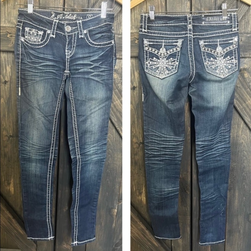 LA Idol Embellished Bling Skinny Jeans - Size 0, Size 5 NWT